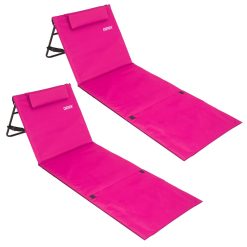 Detex 2X Tapis de Plage Rose 158x56cm transat rembourré avec Dossier Pliable natte de Plage transportable extérieur
