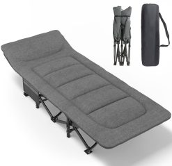 ATORPOK SHOP Lit de Camping Pliable Robuste pour Adultes,Charge Jusqu'à 200 kg, pour l'extérieur, Le Camping, Les Voyages, la Maison, etc (Grise)